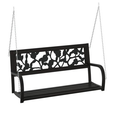 Patio Swing Bench 49.2" Steel and Plastic Black