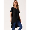 INSPIRE CHIC Women's Short Sleeve High Low Waist Knot Asymmetrical V Neck Dressy Casual Blouse - 2 of 4