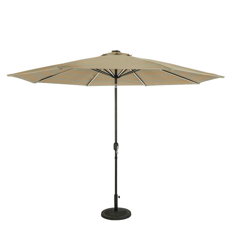 11&#39; x 11&#39; Calypso II Market Patio Umbrella with Solar LED Strip Lights Champagne/Taupe - Island Umbrella, 2 of 14