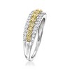 Ross-Simons 0.75 ct. t.w. Yellow and White Diamond 3-Row Ring in 14kt White Gold - 3 of 4