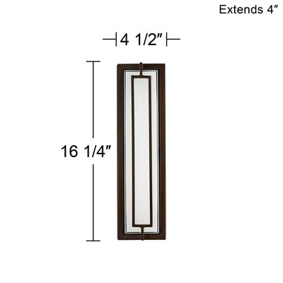 Bronze 16" Modern Dimmable LED Outdoor Wall Light with White Glass