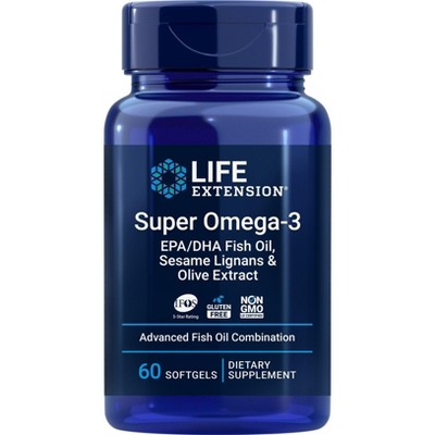 Super Omega 3 EPA DHA with Sesame Lignans and Olive Fruit Extract by Life Extension  -  60 Softgel