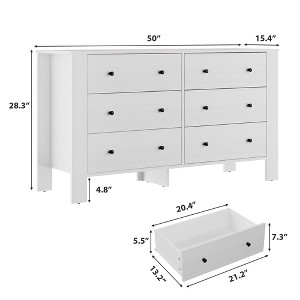 Modern  6-Drawer Dresser with Deep Drawers & Metal Knobs – Stylish Wooden Storage for Kids' Bedroom, Entryway, or Hallway - 1 of 4