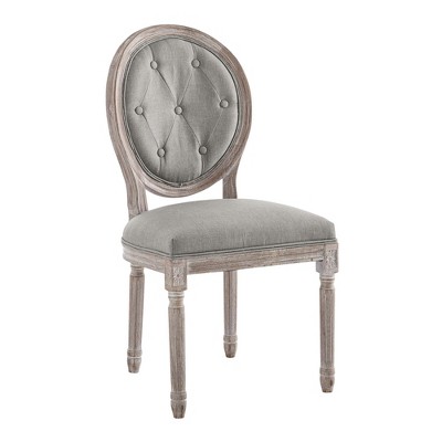 Modway Arise Vintage French Upholstered Fabric Dining Side Chair Light Gray