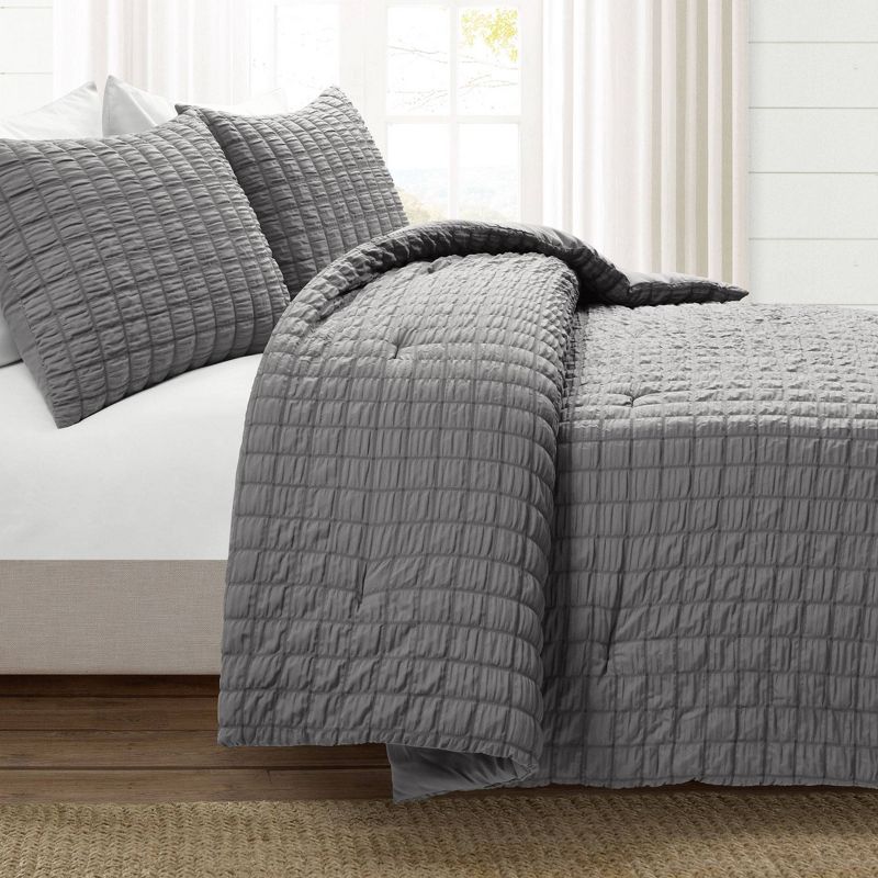 3pc Crinkle Textured Dobby Comforter & Sham Set - Lush Décor, 3 of 12