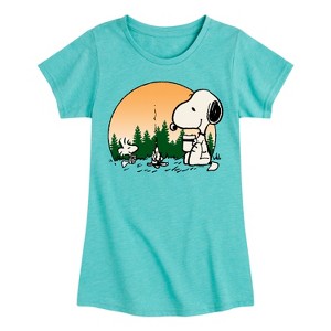 Girls' - Peanuts - Campfire Mugs Fitted Short Sleeve Graphic T-Shirt - 1 of 4
