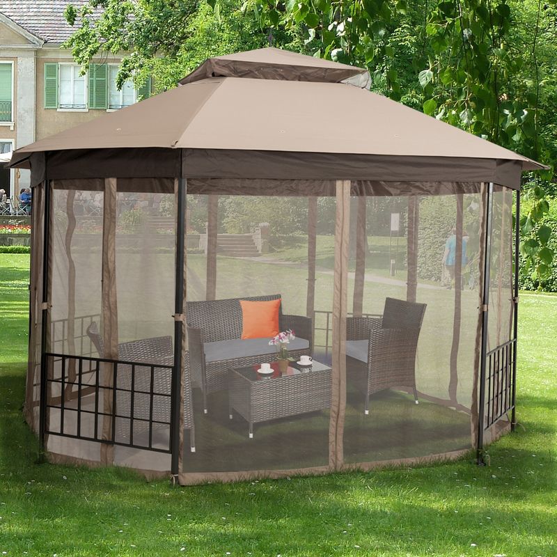 10' x 12' Octagonal Canopy Tent Patio Gazebo Canopy Shelter W/ Mosquito Netting, 2 of 6