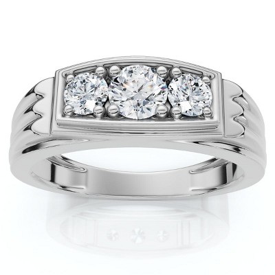 Pompeii3 3/4ct Diamond Mens 14K White Gold Wedding Ring