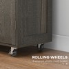 HOMCOM Triple-Cabinet Rolling Kitchen Island on Wheels, Kitchen Cart with Storage Shelf Adjustment, Rolling Utility Cart with Wood Top, Towel Rack - 4 of 4