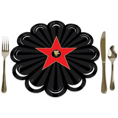 Big Dot of Happiness Red Carpet Hollywood - Movie Night Party Round Table Decorations - Paper Chargers - Place Setting For 12