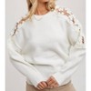 Women's Crochet Contrast Knit Sweater - BluIvy - 3 of 4