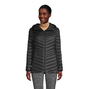 Lands' End Women's Outerwear Wanderweight Ultralight Packable Hooded Long Down Jacket - 1 of 4