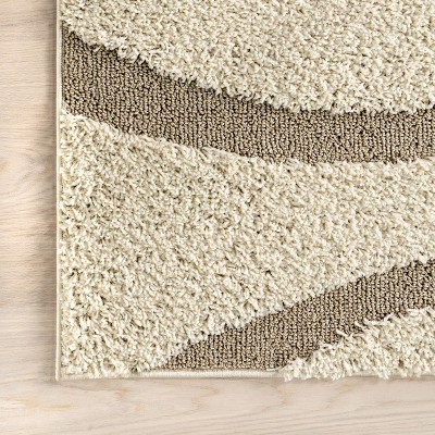 Carolyn Cream and Beige Square Shag Rug, 8 ft.