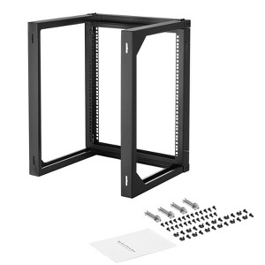 VEVOR 12U Wall Mount Server Rack, 150 lbs Max Load Capacity, Open Frame Network Rack with 180 Degrees Gate Swing, Carbon Steel, Black - 1 of 4