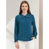 Allegra K Women's Sweet Ruffle Peter Pan Collar Long Sleeves Button Down Shirt - 3 of 4