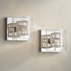 Possini Euro Design Modern Wall Sconces Set of 2 Chrome Hardwire 5" Fixture Clear Glass Cylinder Shade for Bedroom Bathroom Vanity - 2 of 4