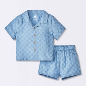 Baby Boys' Checkered Top & Bottom Set - Cloud Island™ Blue - 1 of 4
