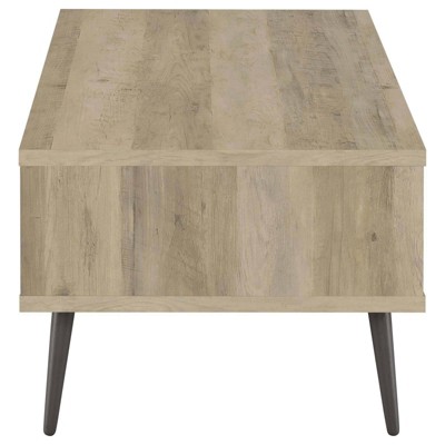Mid-Century Modern Pine and Gray Wood Coffee Table with Storage