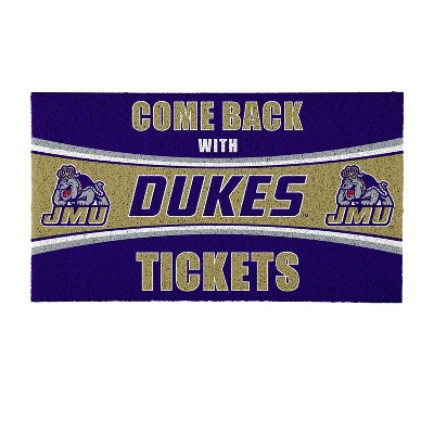 Evergreen Come Back with Tickets James Madison University 28" x 16" Woven PVC Indoor Outdoor Doormat