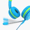 FosPower 3.5mm Kids Headphone Stereo Headset with Detachable Mic & 3.5mm Aux Cable for Kids (Max 85dB) - Blue / Green - 3 of 4