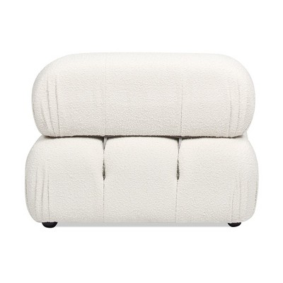 Ivory White Bouclé Modular Lounge Chair with Padded Arm