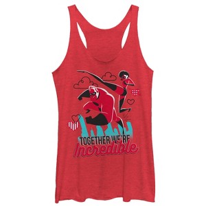 Women's The Incredibles Valentine Together We're Incredible Racerback Tank Top - 1 of 3