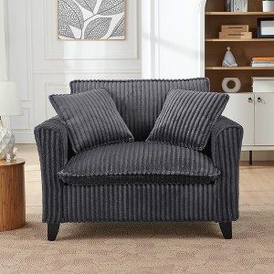 Spassway Corduroy Lounge Chair, 33"H x 46.5"W, Perfect for Living Rooms, Bedrooms Reading Books, Gray/Beige/Blue/Brown/Pink Available - 1 of 4