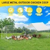 Large Metal Chicken Coop  Pen , Waterproof Tarp Cover, Outdoor Poultry Enclosure for Chickens, Ducks, Rabbits - 3 of 4