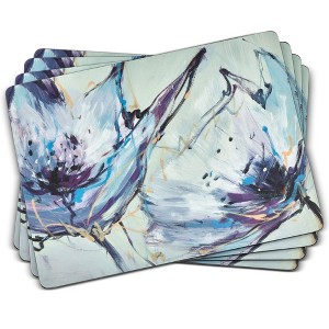 Pimpernel Blooms in Lilac Placemats Set of 4 (15.7” x 11.7”), Cork Backing, Elegant Floral Design, Easy to Clean, Ideal for Dining Tables - 1 of 4
