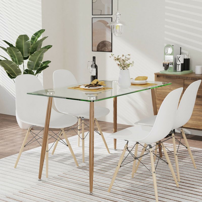 Costway Modern Glass Dining Table Rectangular Dining Room Table W/Metal Legs For Kitchen, 3 of 13