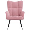 vidaXL Modern Pink Velvet Relaxing Chair with Thick Padded Foam and Stable Steel Frame for Living Room, Bedroom, and Office Space - 3 of 4