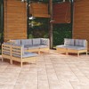 vidaXL Solid Pinewood Patio Lounge Set 7 Piece with Cushions Multi Colors - Brown and Gray - 2 of 4