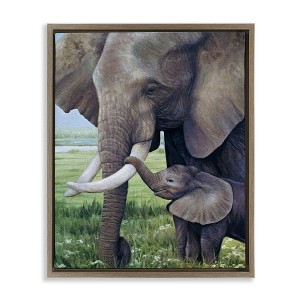 Stupell Industries Baby Elephant And Mother Floating Frame Canvas Art - 1 of 4
