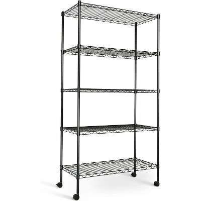 Vynxaria Black Heavy Duty 5-Tier Utility Storage Shelves, 29" D x 14" W x 61" H