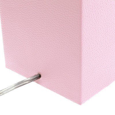 Pink Leather Table Lamp with White Fabric Shade