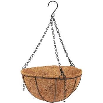 10 Inch Hanging Plants Basket for Outdoor with Coco Coir Liner, Metal Hanger for Flower Garden Patio Decoration