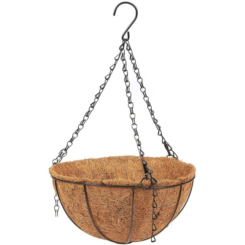 10 Inch Hanging Plants Basket for Outdoor with Coco Coir Liner, Metal Hanger for Flower Garden Patio Decoration, 1 of 7