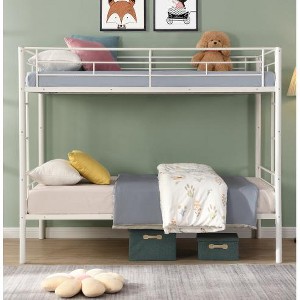 Bellemave Twin Over Twin Bunk Bed with and 2 Side Ladders, and  Full Length Guardrail, Convertible Bunk Bed for Kids, Teens, White - 1 of 4