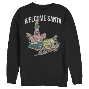 Men's SpongeBob SquarePants Christmas Welcome Santa Sweatshirt - 1 of 3