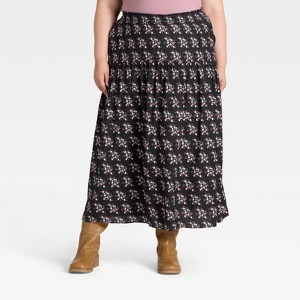 Women's Printed Maxi Skirt - Universal Thread™ Black - 1 of 3