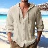 Coolmee Men's Long Sleeve Shirts Drawstring Hooded Casual Button Shirts - 2 of 4