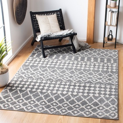 Elysian Geometric Gray Synthetic 59" Hand-Knotted Rug