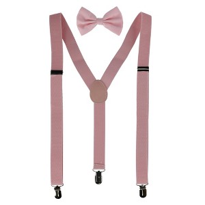 CTM Men's Solid Fashion Color Bow Tie and Suspender Set - 1 of 4