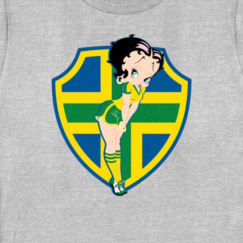 Women's Betty Boop Brazil Soccer Badge T-Shirt, 2 of 5