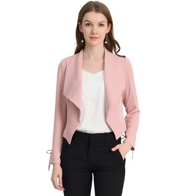 INSPIRE CHIC Women's Open Front Long Sleeves Cropped Length Blazer