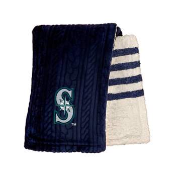 MLB Seattle Mariners Knit Embossed Faux Shearling Stripe Throw Blanket