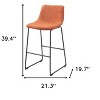 HomeRoots Set of Two 29" Burnt Orange and Black Shearling and Steel Bar Height Bar Chairs - 3 of 4