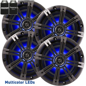 4) Kicker OEM Replacement 6.5" 390 Watt 2-Way Marine/Boat Car Audio Coaxial Speakers KM6LC - 1 of 4