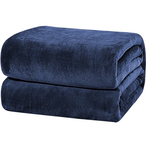 PiccoCasa 350 GSM Sofa Fleece Throw Soft Microfiber Blanket Navy Blue King 90