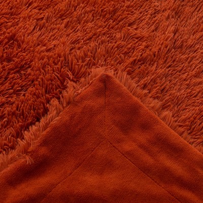 Rust Orange Reversible Faux Fur and Fleece Throw Blanket 60" x 70"